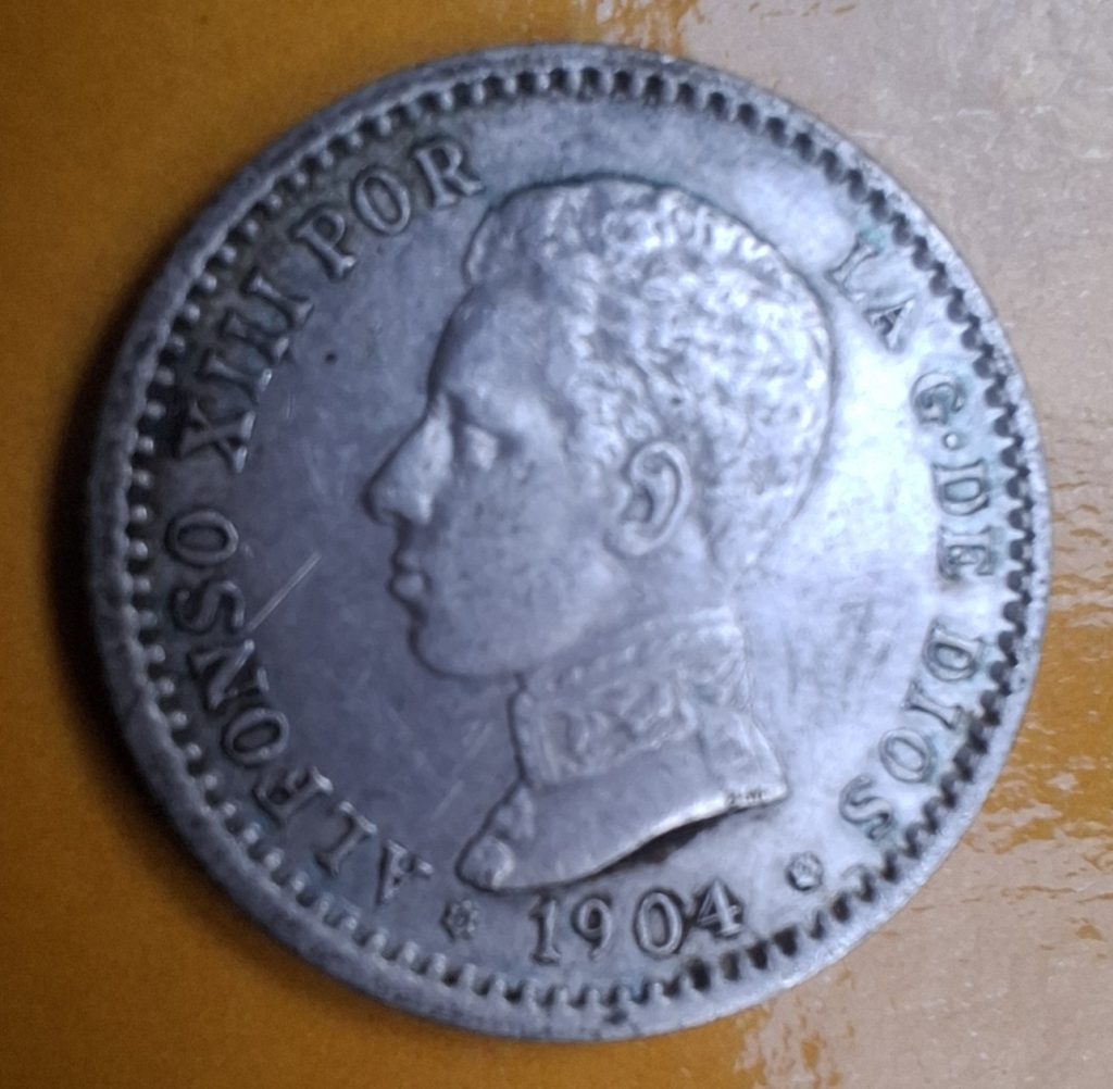 50 Centimos Alfonso XIII 1904 prata de Espanha