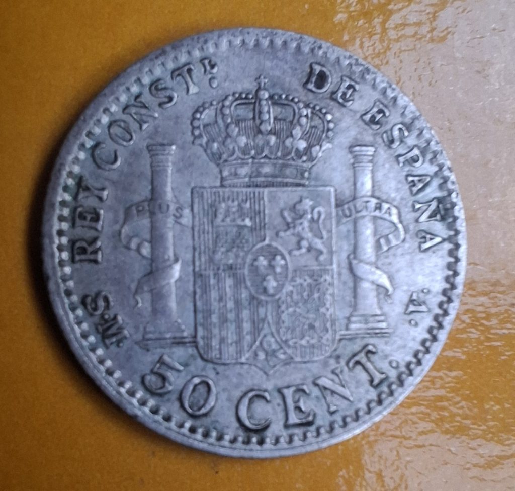 50 Centimos Alfonso XIII 1904 prata de Espanha