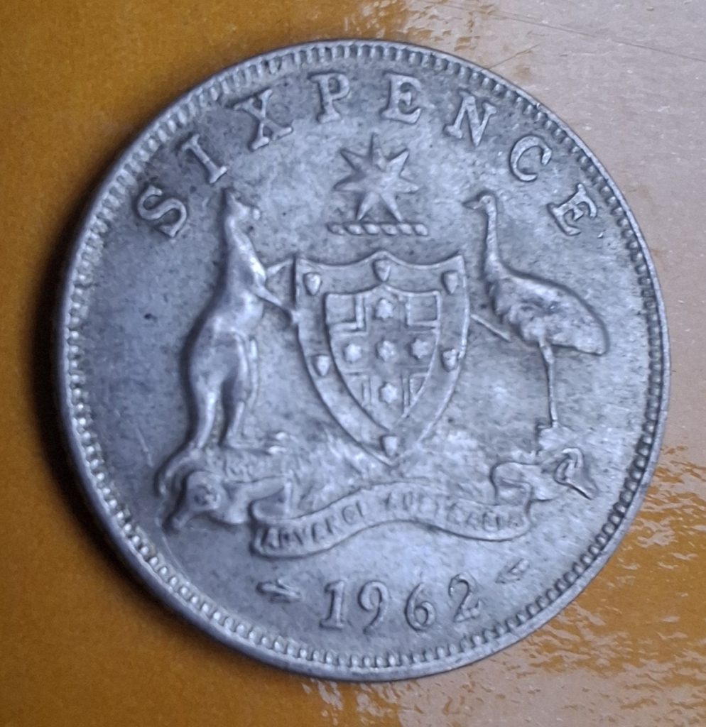 Six Pence 1962 em prata da Australia
