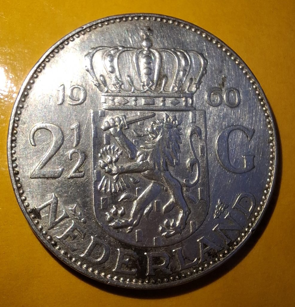 2 1/2 Gulden 1960 em Prata da Holanda