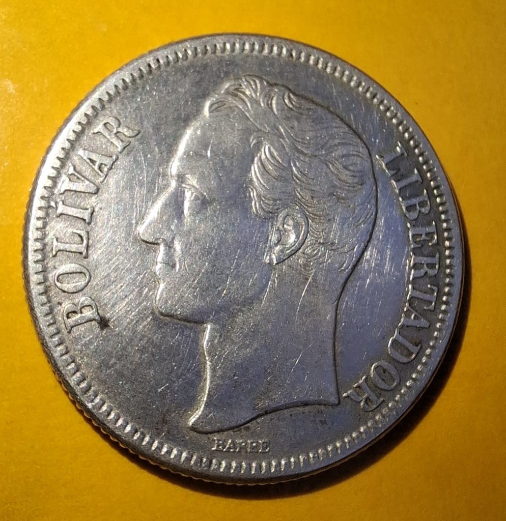 1 Bolívar 1945 em Prata da Venezuela