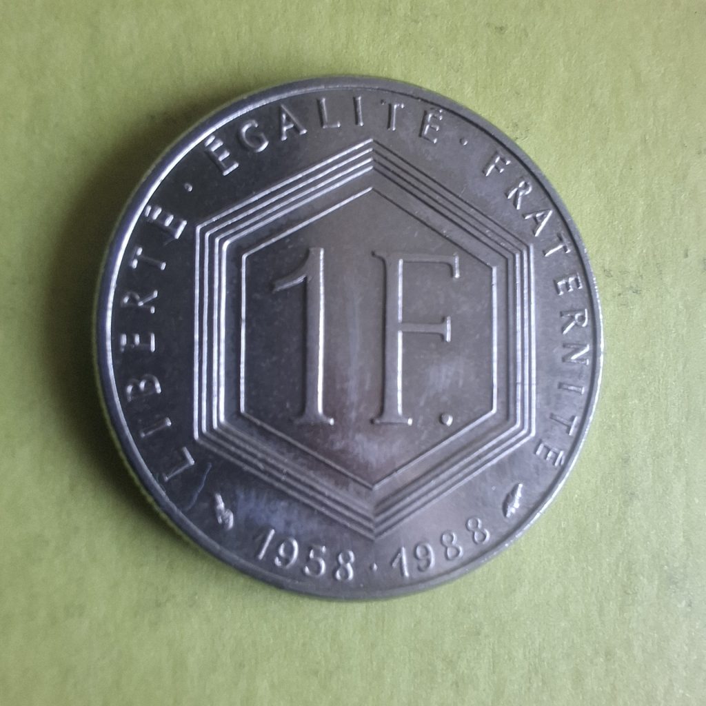 a moeda de 1 franc 1988 da França