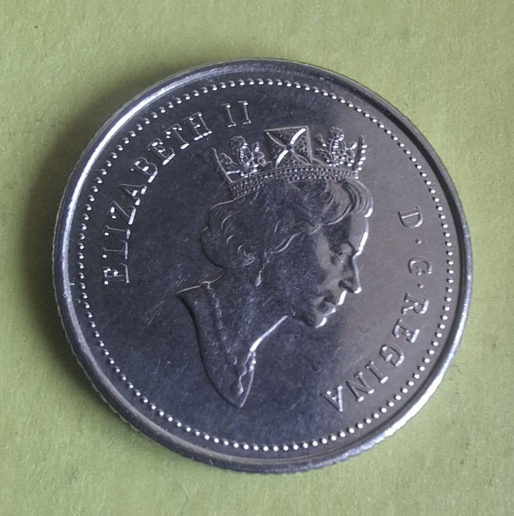 a moeda de 10 cents 1991 do Canadá