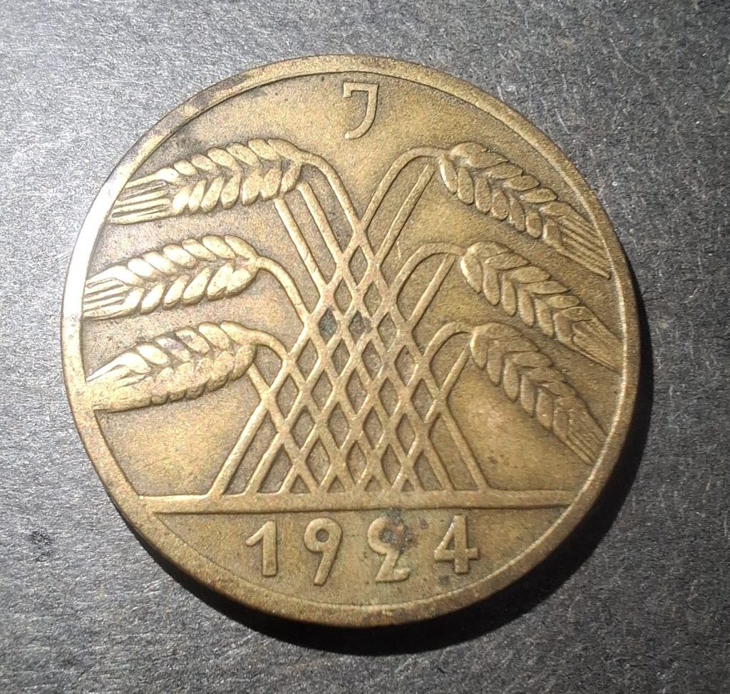 10 Rentenpfennig de 1924 República de Weimar, Alemanha