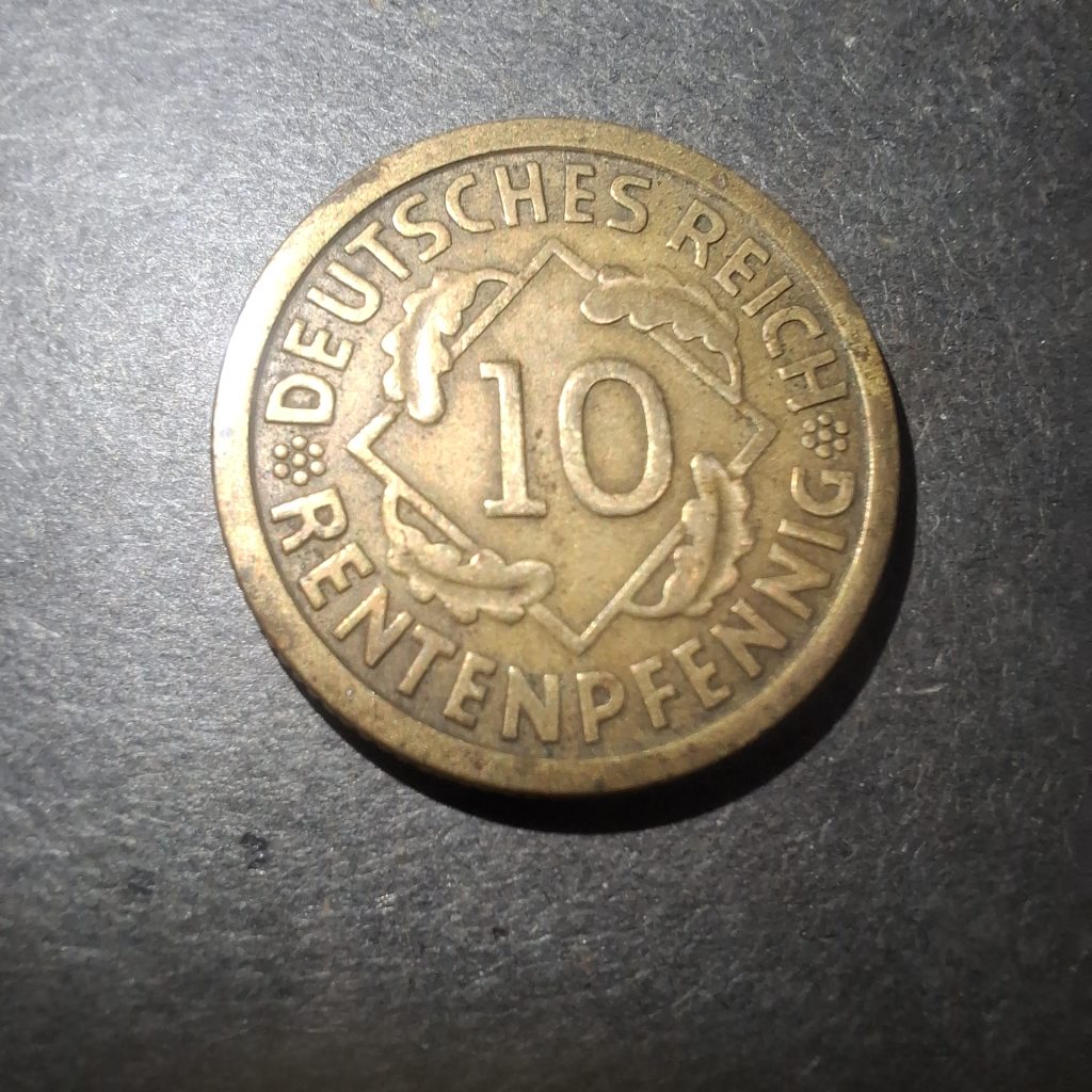 10 Rentenpfennig de 1924 República de Weimar, Alemanha