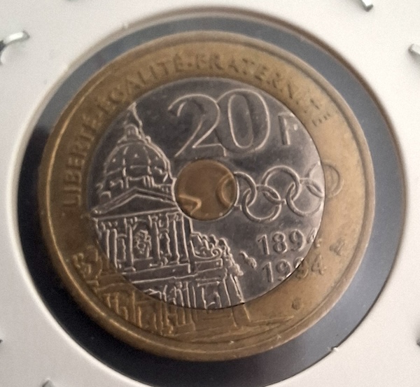 20 Francos Pierre de Coubertin 1994 de França