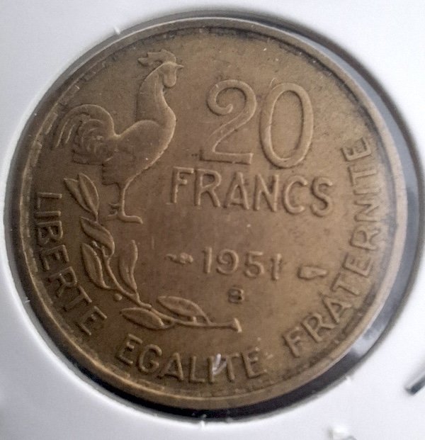 20 Francos 1951 B de França