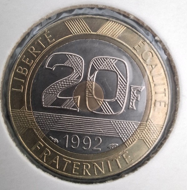 20 Francos Mont Saint-Michel 1992 de França