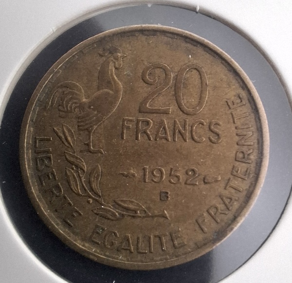 20 Francos 1952 B de França